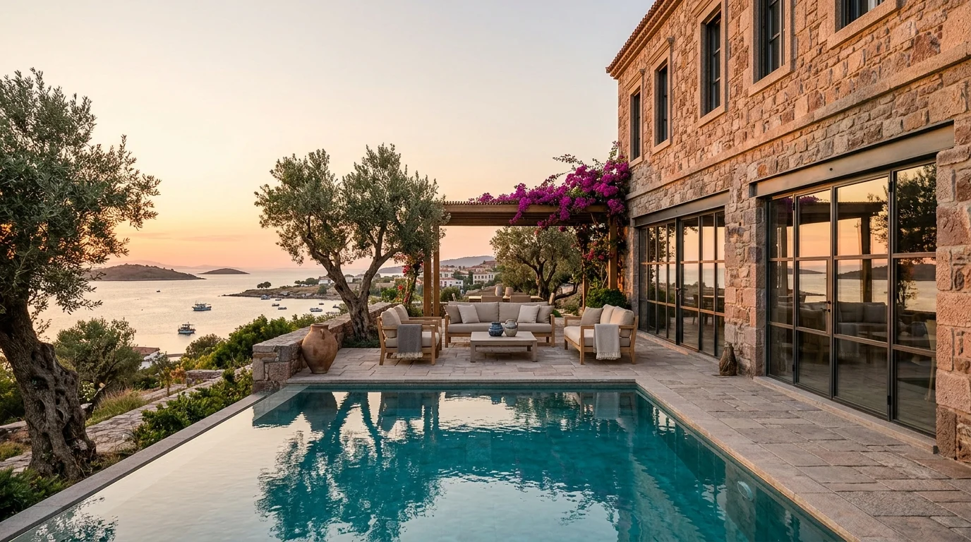 Ayvalık Cunda Deniz Manzaralı Müstakil Taş Villa
